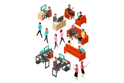 Isometric business office people networking. Isolated 3d professional