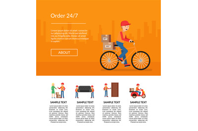 Vector delivery flat elements website landing page template illustrati