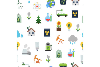 Vector pattern or background illustration with ecology flat icons