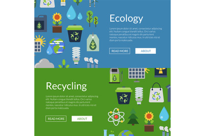 Vector banners illustration with ecology flat icons