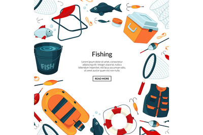 Vector background fishing equipment