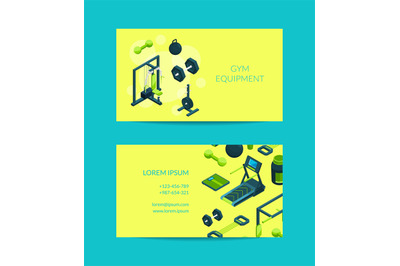 Vector isometric gym objects for gym illustration