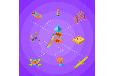 Vector isometric playground objects concept illustration