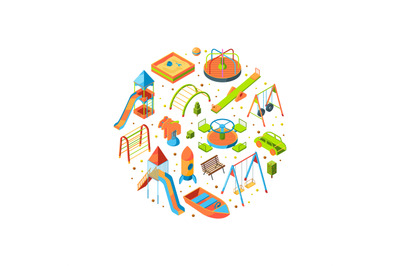 Vector isometric playground objects illustration