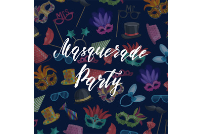 Vector background with masks and party accessories