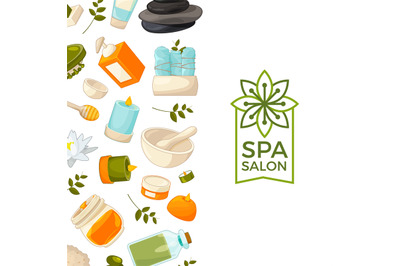 Vector background cartoon beauty and spa elements