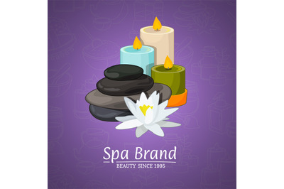 Vector illustration with cartoon beauty and spa elements and place for