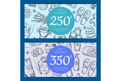 Vector hand drawn spa discount card