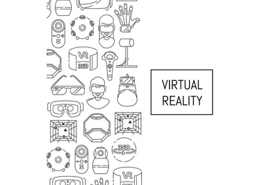 Vector background with linear style virtual reality elements and place