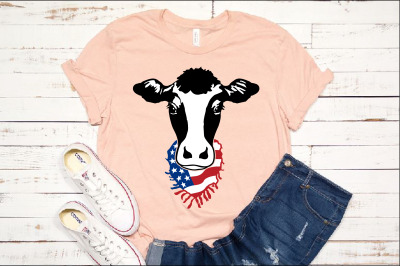 Cow Head whit Scarf US flag SVG Not today Heifer USA 1271s