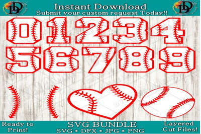 Baseball Clipart, Baseball Numbers SVG, Softball, SVG, DXF, Cut Files,