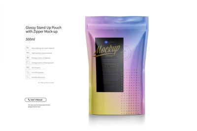 Download Glossy Stand Up Pouch With Zipper Mockup Yellowimages