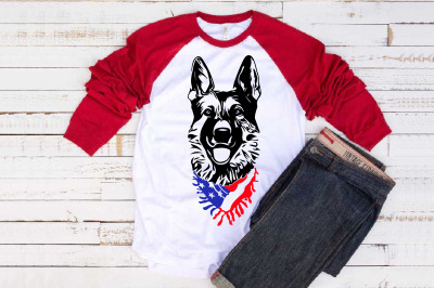 German shepherd dog head Scarf US flag SVG 4th July Breed K-9 1276s