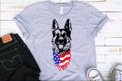 German shepherd dog head Scarf US flag SVG 4th July Breed K-9 1277s