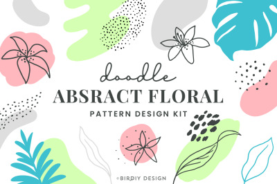 Doodle Abstract Floral Pattern Design Kit