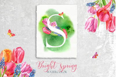 Bright spring / watercolor set