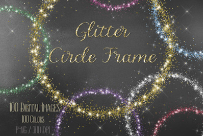 100 Glitter Particle Circle Frames Photo Frames Clip arts