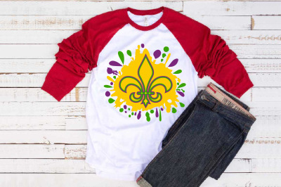 Fleur de Lis Mardi ink Splash Gras SVG Louisiana Fat Tuesday 1279s