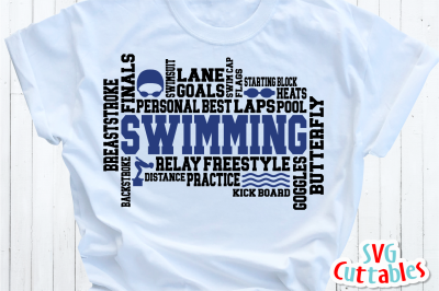 Swimming Word Art | Cut File