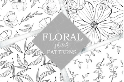 Flower and leaves sketch patterns