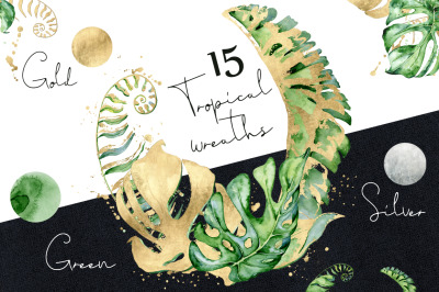 15 Tropical wreaths watercolor