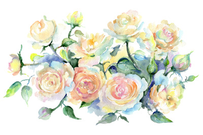 Bouquet or yellow roses Watercolor png