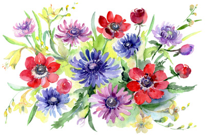 Bouquet of wild flowers Watercolor png