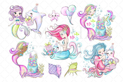 MERMAID BIRTHDAY Clipart