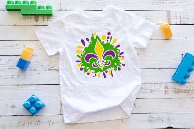 Fleur de Lis Mardi ink Splash Gras SVG Louisiana Fat Tuesday 1280s