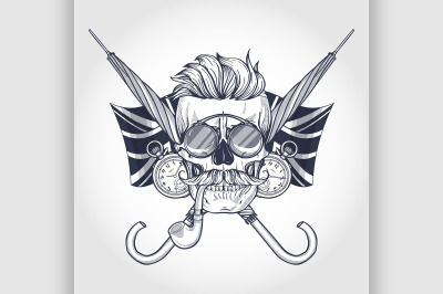 Sketch of british skull