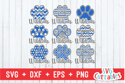 Download Download Wildcats Patterned Paw Prints Cut File Free