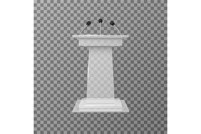 Transparent lecture speaker podium tribune isolated vector illustratio