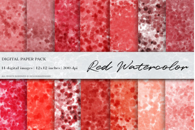 Red Watercolor Digital Papers, Red Bacckground