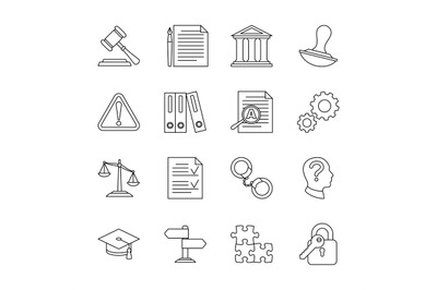 Legal compliance and regulation vector line icons