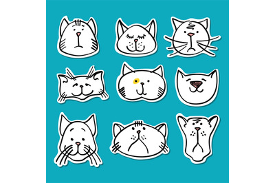 Cute doodle cats stickers collection