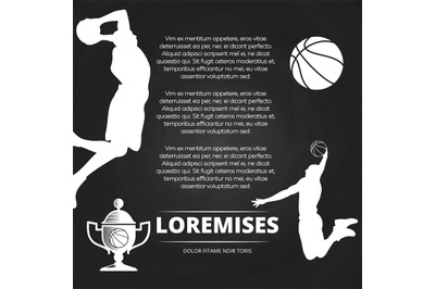 Basketball tournament background with athlete silhouettes&2C;