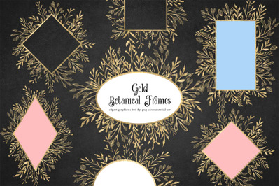 Gold Botanical Frames Clipart