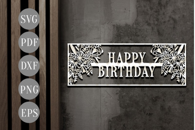 Happy birthday Frame Papercut Template, Birthday Invitation Card SVG