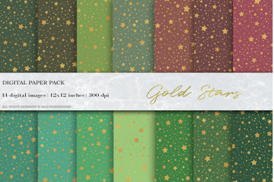 Gold Stars Digital Papers, Wedding Background