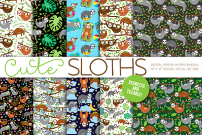 Sloth Patterns or Digital Papers
