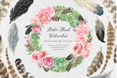 Rustic Watercolor Floral Design Kit