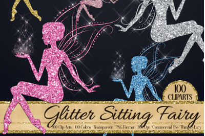 100 Glitter Sitting Fairy Magical Wing Baby Shower Clip arts
