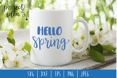 Hello Spring Hand Lettered SVG, DXF, EPS, PNG, JPEG
