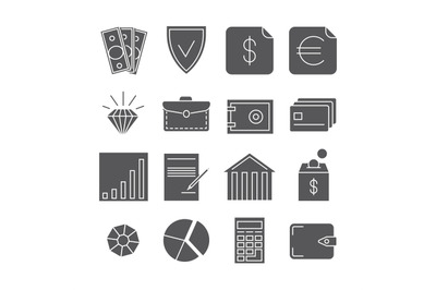 Money payments finance vector icons isolated on white