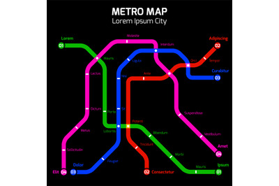 Colors metro or subway city map concept