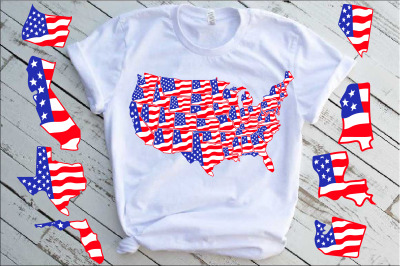 United States Flag Map Individual State Svg USA 50 america 1288S