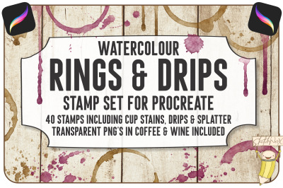 Watercolour Rings &amp; Drips - For Procreate