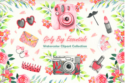 Girly Bag Essentials Watercolor Collection