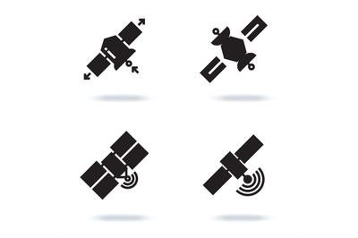 Satellite and orbit communication icons isolated on white background