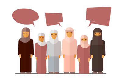 Flat arabic women social concept banner